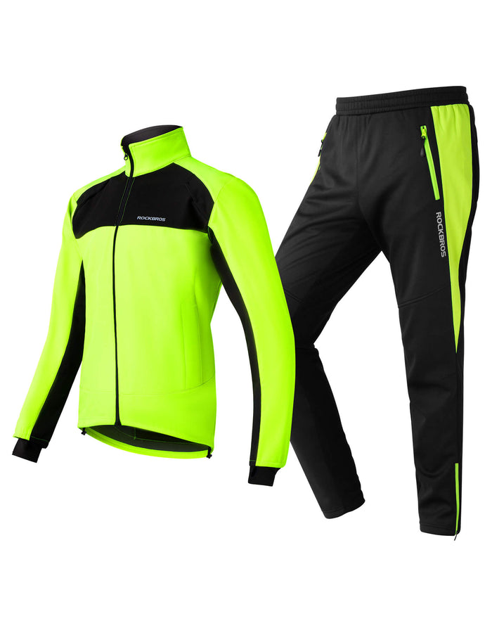 ROCKBROS Winter Thermal Windproof Softshell Cycling Set Bright Green - ROCKBROS-UK