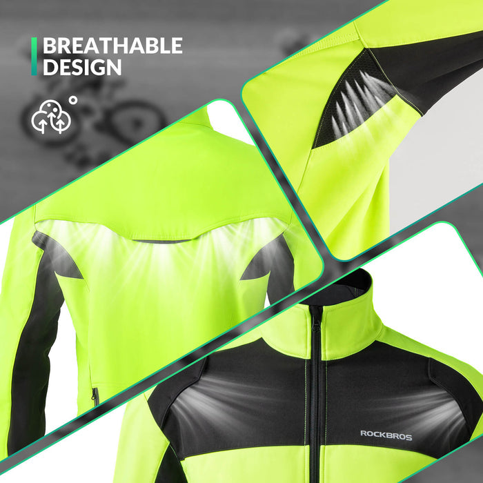 ROCKBROS Winter Thermal Windproof Softshell Cycling Set Bright Green - ROCKBROS-UK