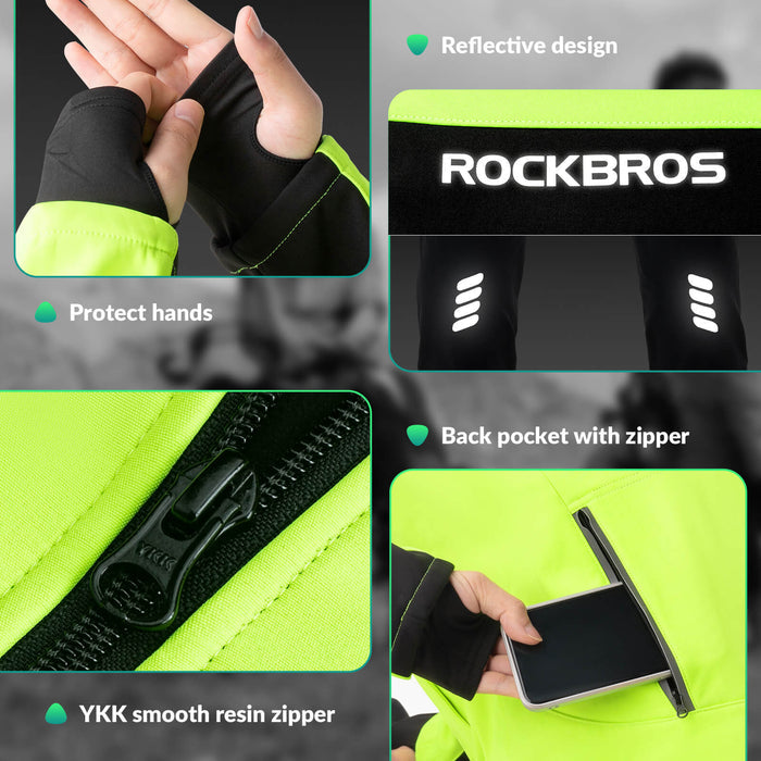 ROCKBROS Winter Thermal Windproof Softshell Cycling Set Bright Green - ROCKBROS-UK