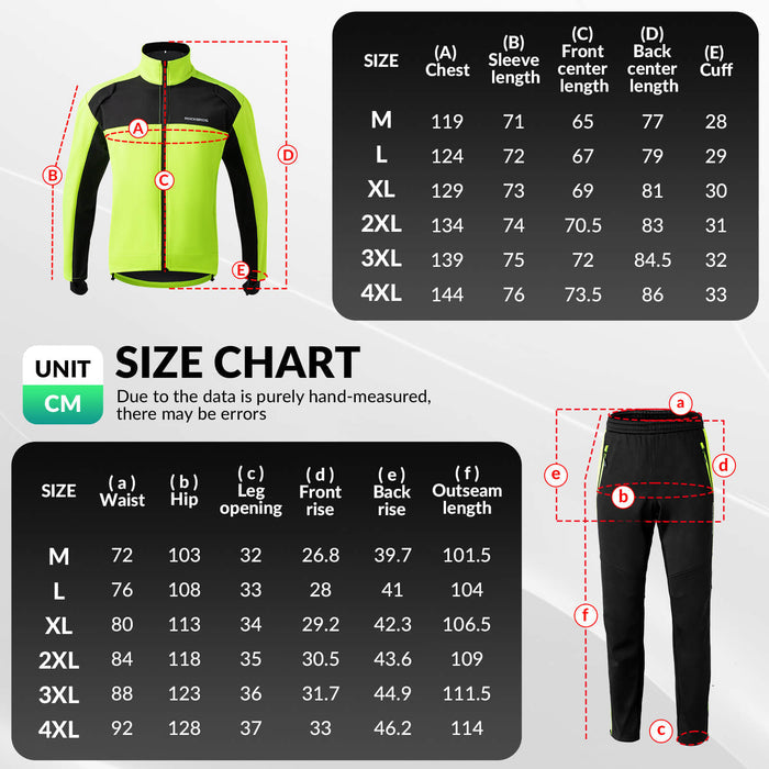 ROCKBROS Winter Thermal Windproof Softshell Cycling Set Bright Green - ROCKBROS-UK