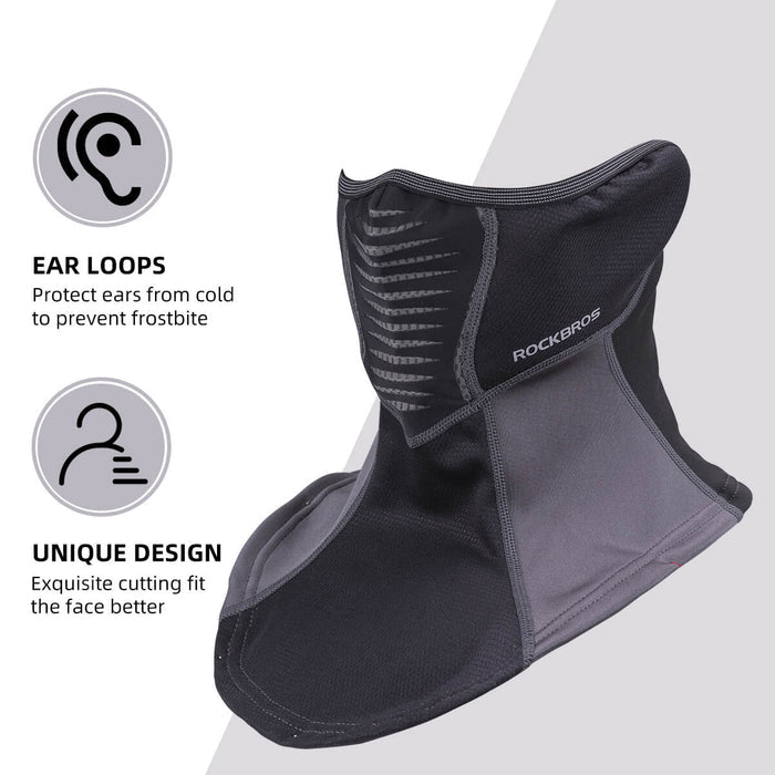 ROCKBROS Winter Windproof Balaclava Warm Cycling Cover #Style_Half Face Black Gray