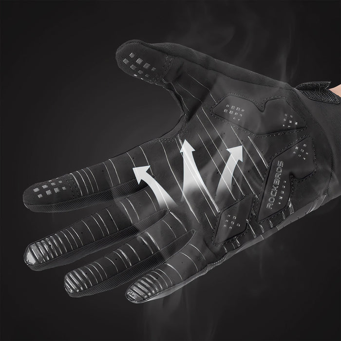 ROCKBROS Winter Windproof Silicone Full-Finger Cycling Gloves