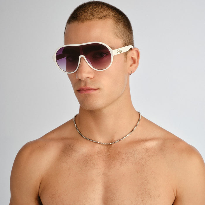 Scandalous White Uni-Sex Aviator Sunglasses | Aire