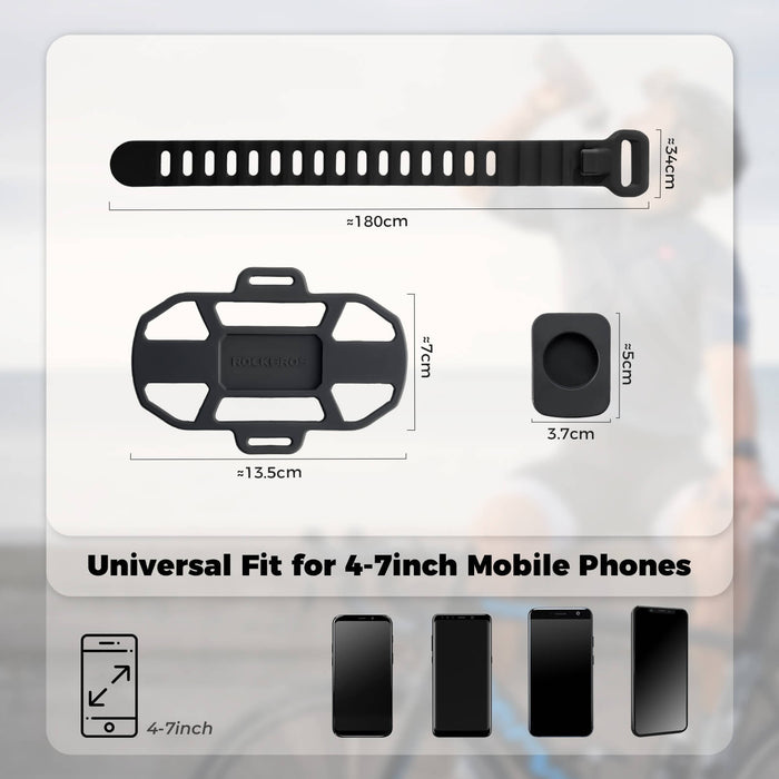 rockbros silicone bike phone mount with quick-release lever on handlebar