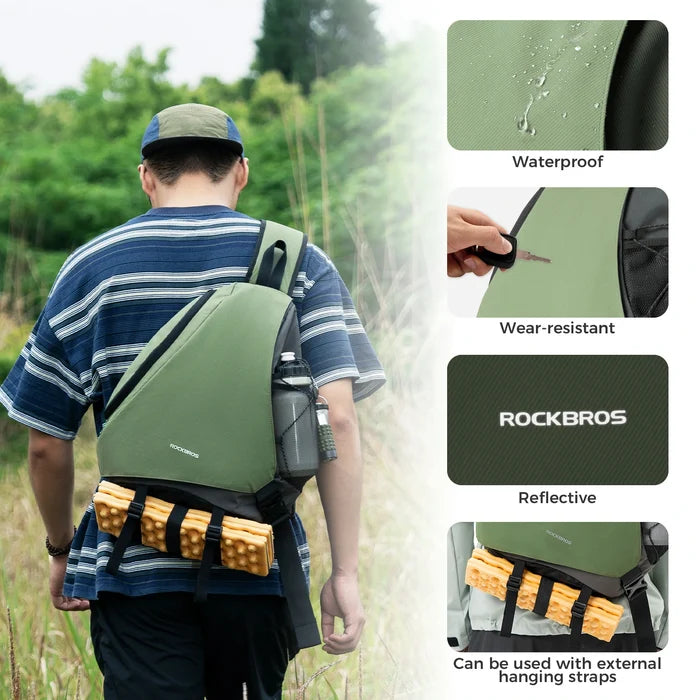 ROCKBROS sling bag lightweight crossbody backpack 11.5l
#Color_Green