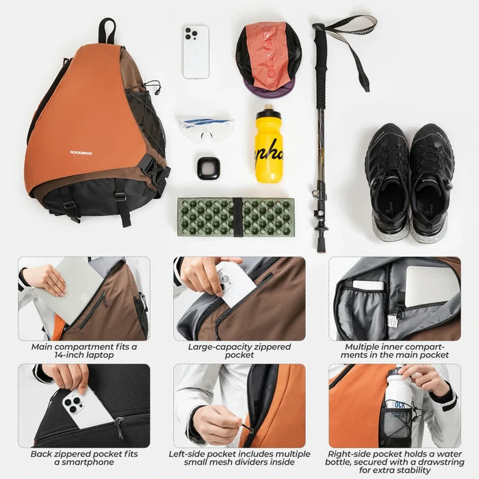 ROCKBROS sling bag lightweight crossbody backpack 11.5l
#Color_Orange