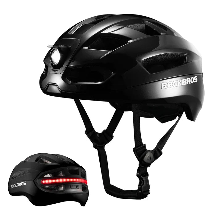 rockbros smart bike helmet in matte black #Color_Black