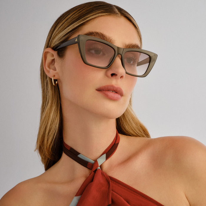 Solstice Khaki Female Cat-Eye Sunglasses | Aire