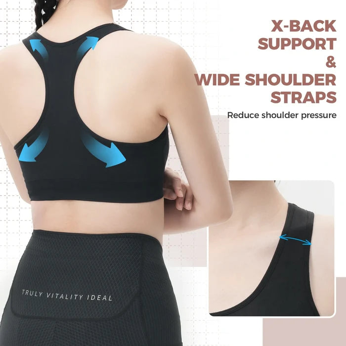 ROCKBROS sports bra for women high impact seamless padding
#Color_Black