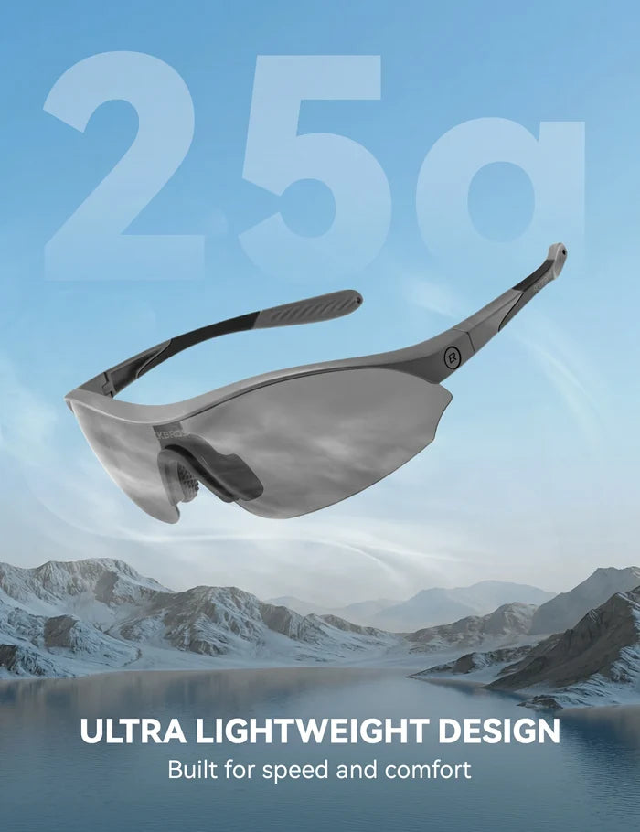 Sports Cycling Sunglasses with 3 Interchangeable#Color_Gray