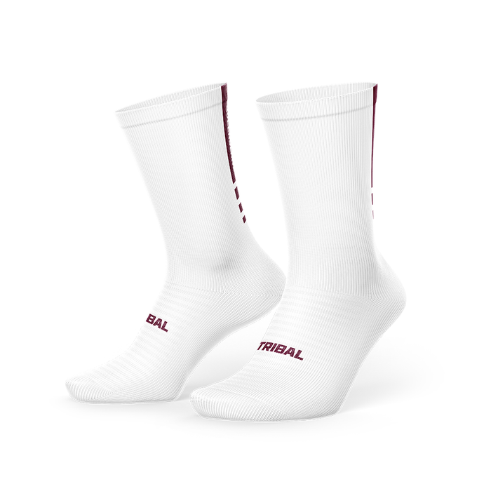 State Age 26 White/Maroon QLD Crew socks