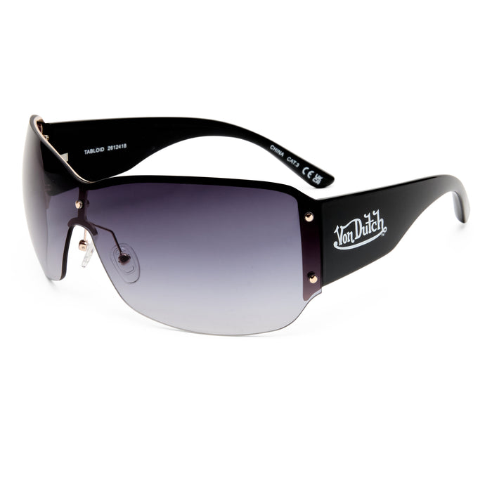 Tabloid Gold Black Uni-Sex Wrap Sunglasses | Aire