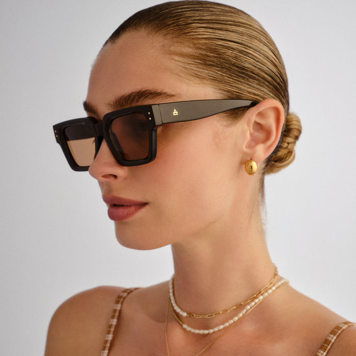 Transit Black Uni-Sex Rectangle Sunglasses | Aire