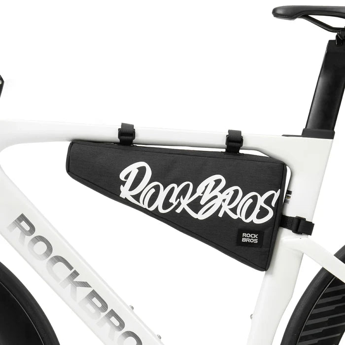 Black 1.9L triangle bicycle frame bag with durable top tube storage for road, MTB and gravel bikes#Color_Black