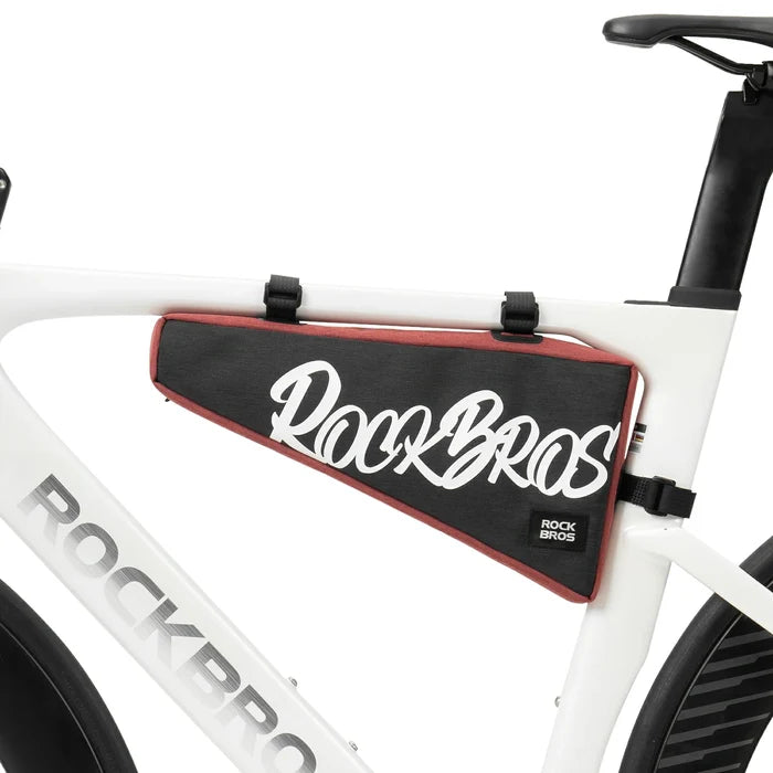Red 1.9L triangle bicycle frame bag with durable top tube storage for road, MTB and gravel bikes#Color_Red