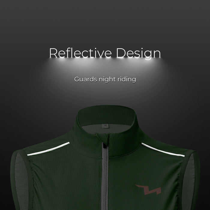 TVI windproof women's cycling vest MJ008, lightweight and breathable design for added protection during windy rides. #Color_Green