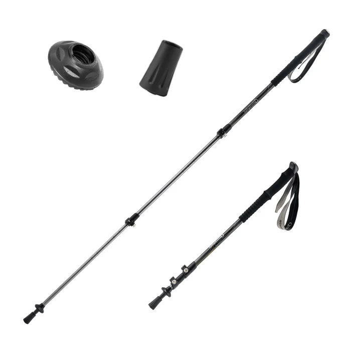 Two black hiking poles with accessories on a white background#COLOR_BLack
