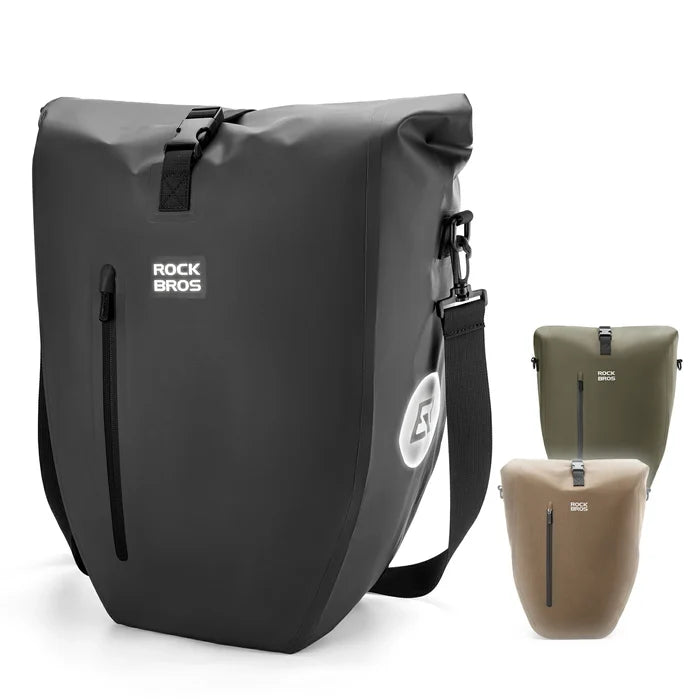 Fully waterproof bike pannier bag 20L in black#Color_black