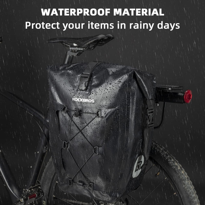 ROCKBROS Bike Pannier Bag 25L 32L 100% Waterproof Rear Rack Bike Bag #Style_Orange