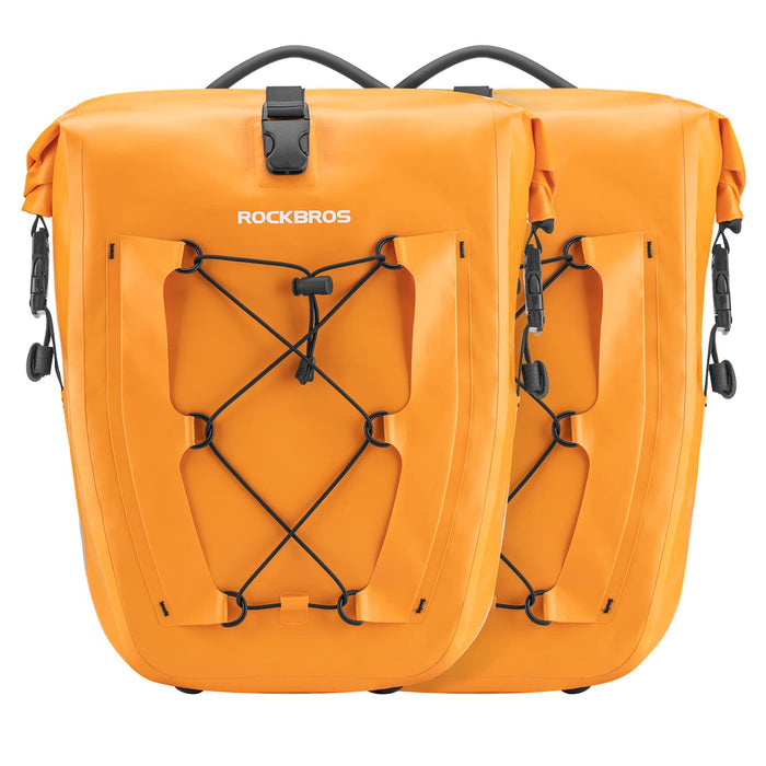 ROCKBROS Bike Pannier Bag 25L 32L 100% Waterproof Rear Rack Bike Bag #Style_Orange-2pcs