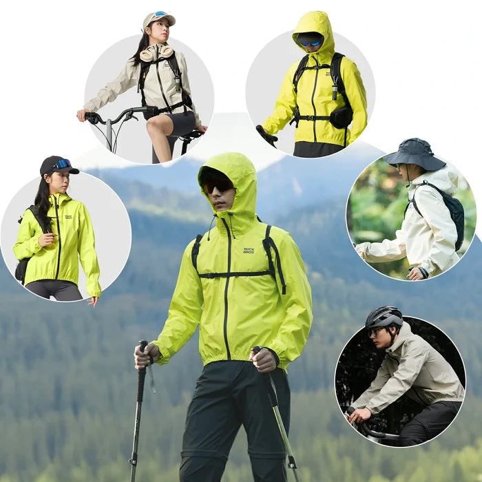 waterproof cycling rain jacket lightweight breathable raincoat for men and women