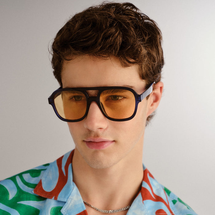 Whirlpool Navy Uni-Sex Aviator Sunglasses | Aire