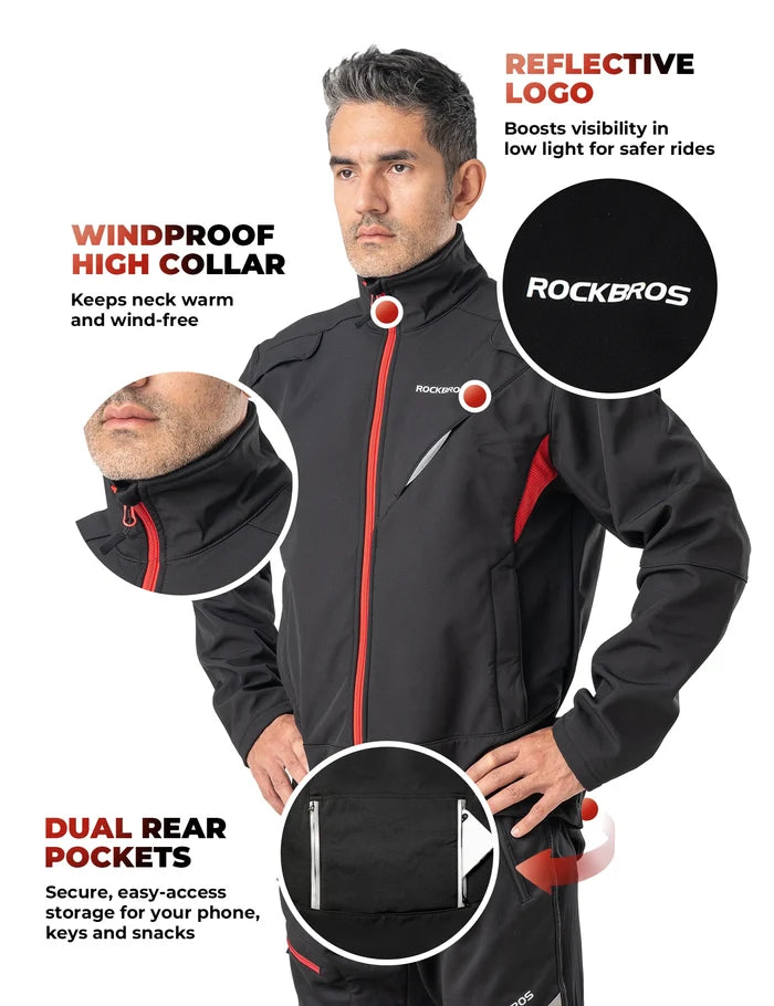 Winter Cycling Clothing Set with Windproof Jacket & Trousers