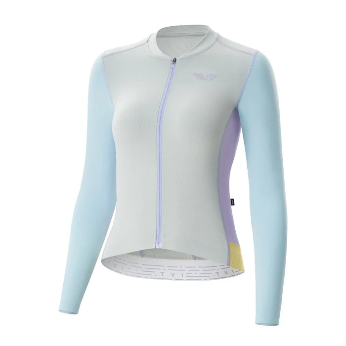 ROCKBROS women cycling jersey breathable moisture long sleeve#Color_Grey Blue