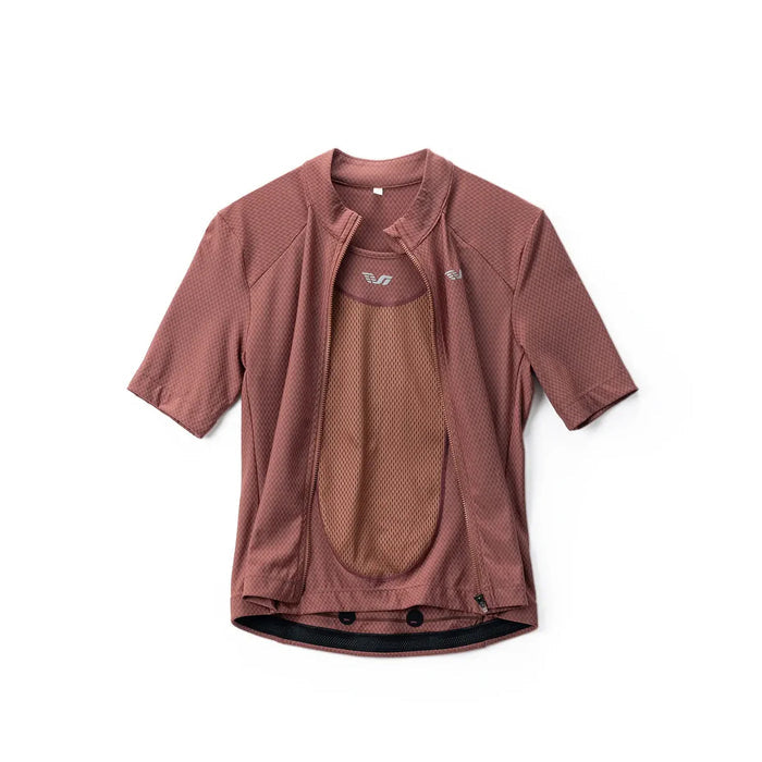 Women's 2-in-1 Short Sleeve Cycling Jersey#Color_Brick Red