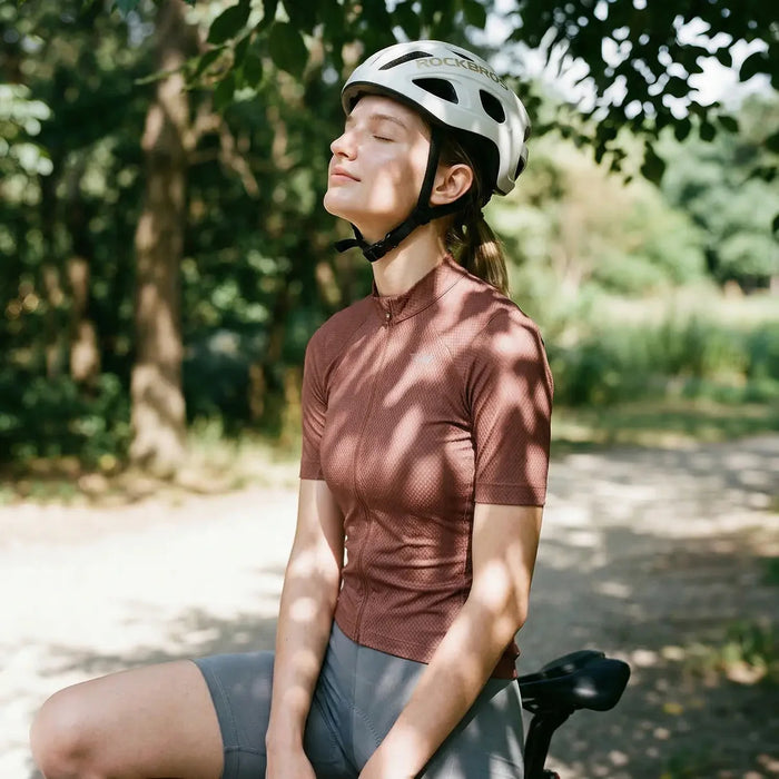 Women's 2-in-1 Short Sleeve Cycling Jersey#Color_Brick Red