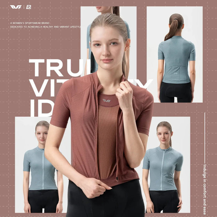 Women's 2-in-1 Short Sleeve Cycling Jersey#Color_Brick Red