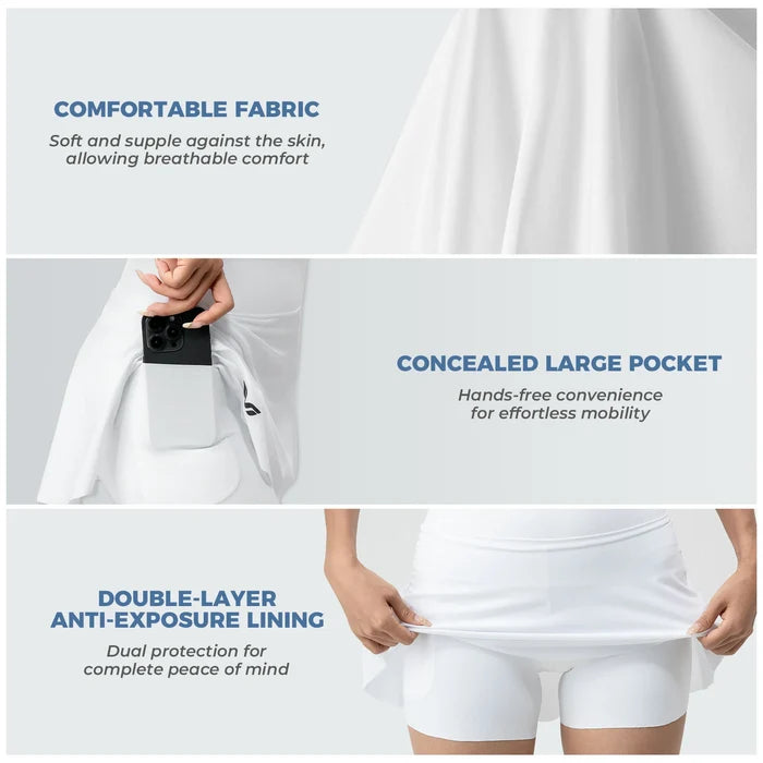 Cycling Skirt with Shorts | Women's Bike Skort High Waist Breathable#Color_White