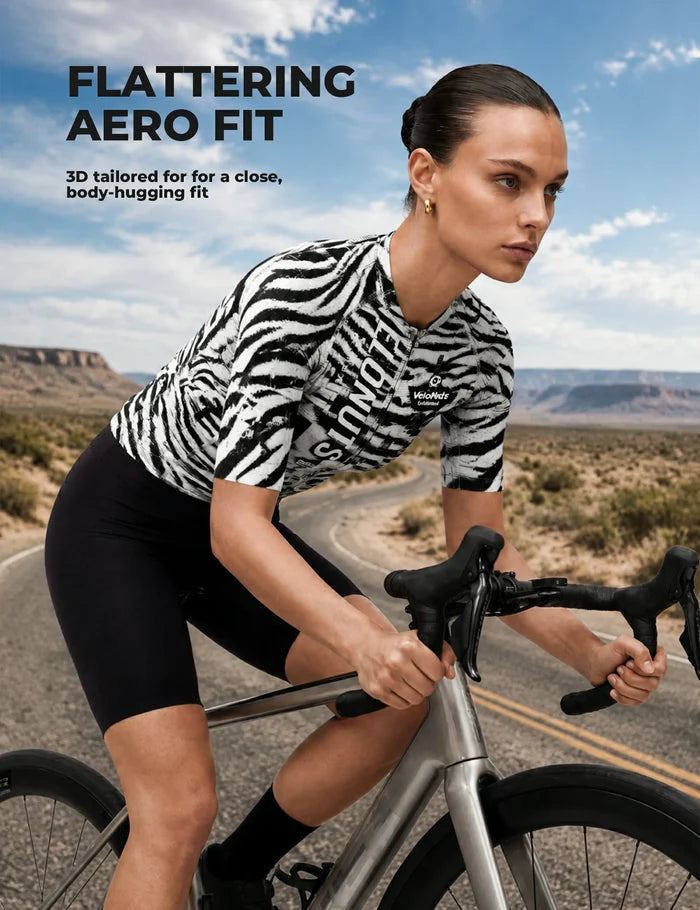 VeloNuts women’s cycling jersey zebra stripe breathable
