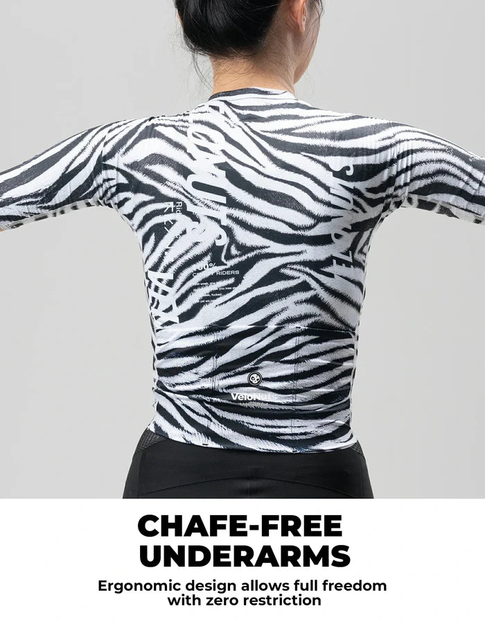 VeloNuts women’s cycling jersey zebra stripe breathable
